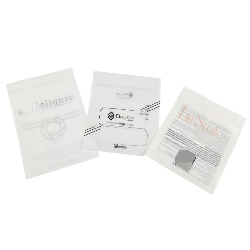 Custom Printed Clear Aligners Flat Ziplock Bags Orthodontic Clear Aligner Packaging Bag