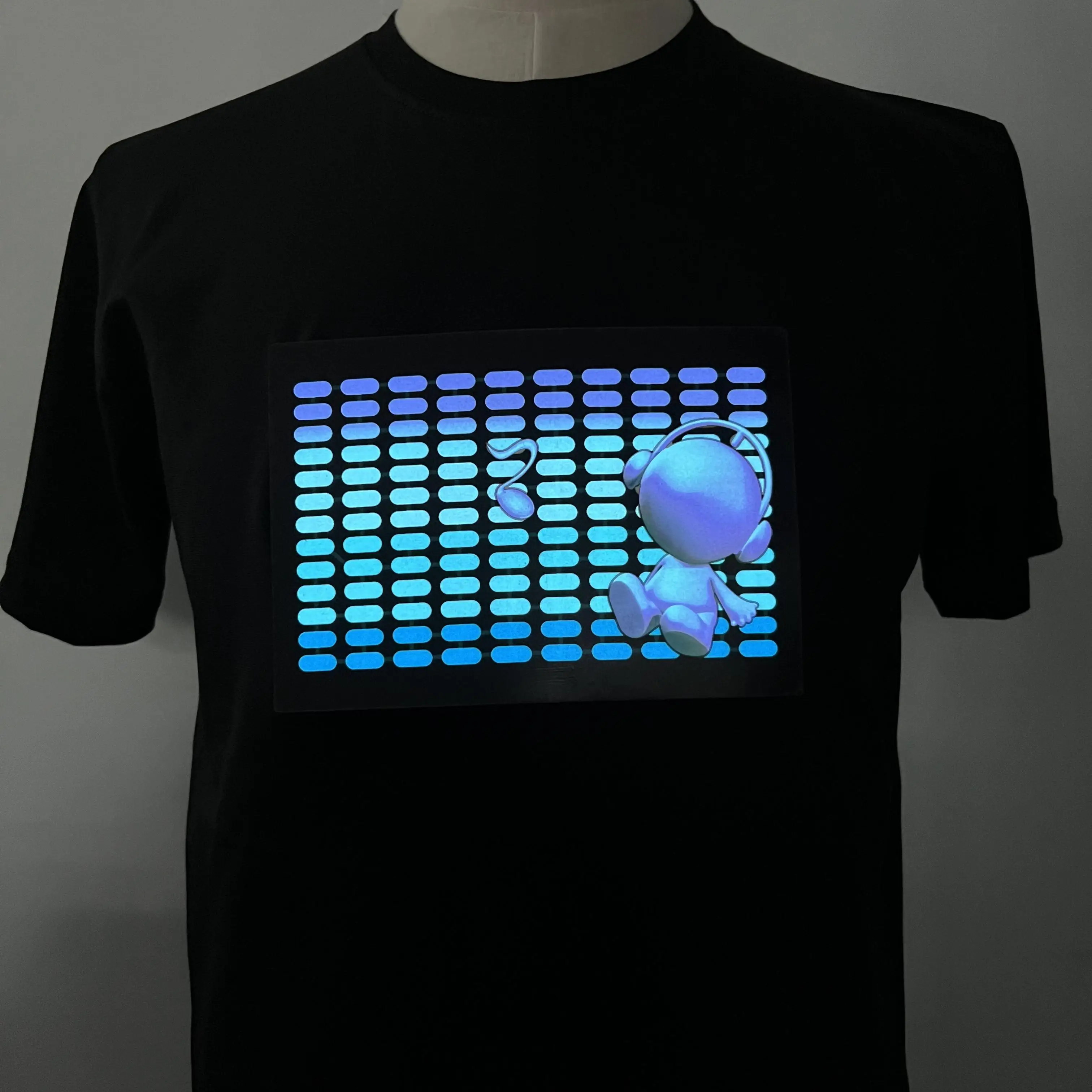 Hot Sale Party LED Flashing Shirt EL Equalizer Panel Fashion Rave Sound Activated LED Tshirt EL Panel