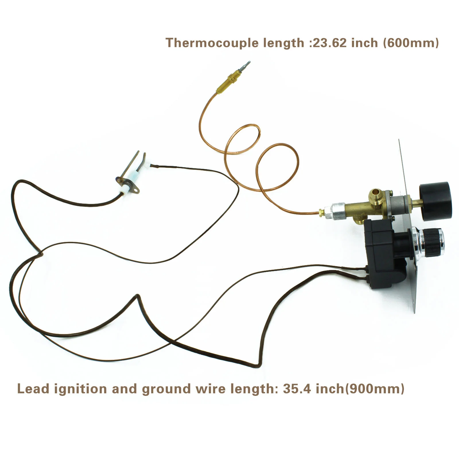 Fire Pit Gas Burner Spark Ignition Kit Include Push Button Igniter with wire ignition needle Thermocouple valve On Off knob kit