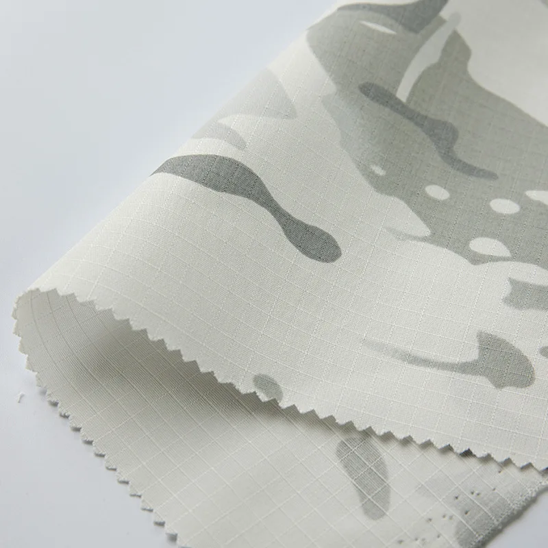 Wholesale Printed Roll Snow Mountain Uniform Camouflage TC Ripstop Fabric White Polyester Cotton Boys Shirts Dresses Garments