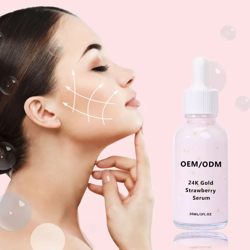 Private Label Organic Pore Minimizer Anti Acne Anti Wrinkle Whitening Glow Anti Aging New 24k Gold Serum Korea