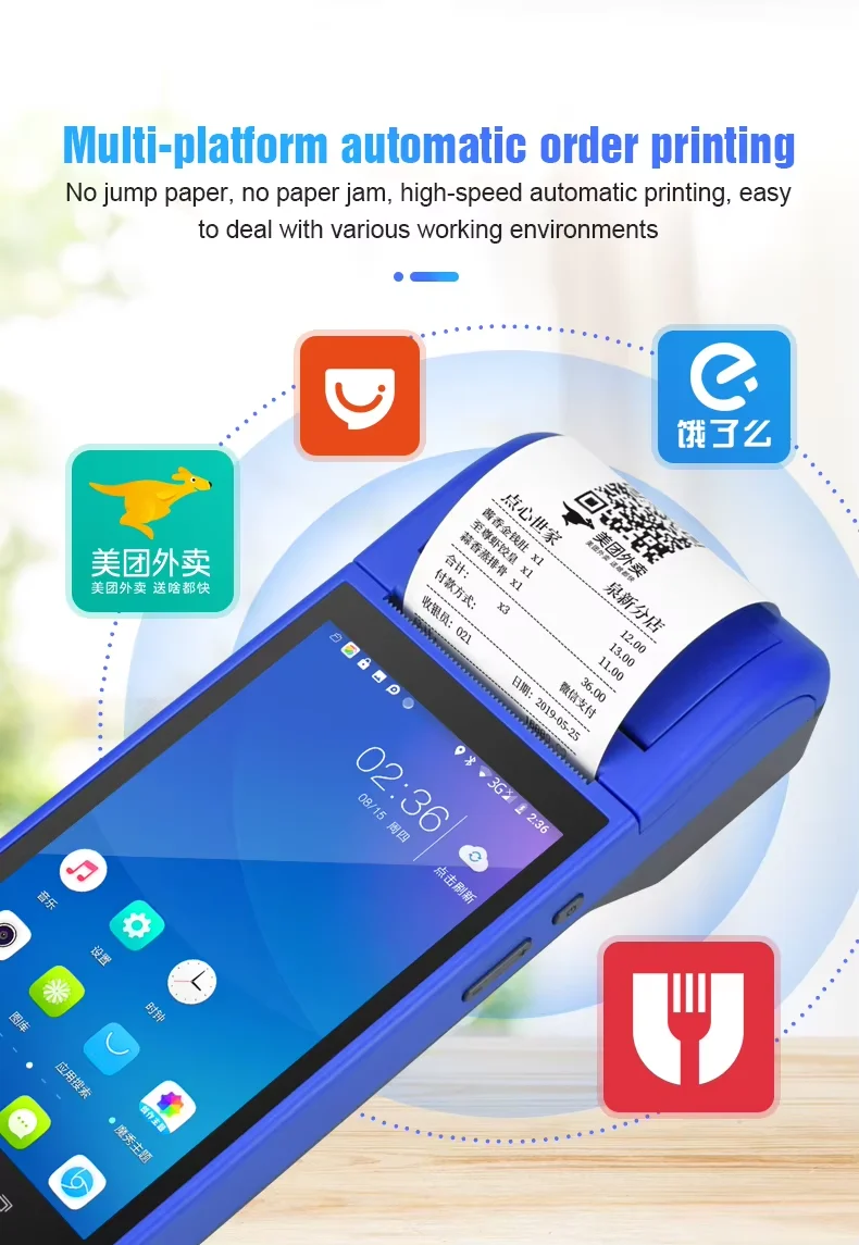 Newest 5.5 Inch 8 inch handheld Portable All In One Wifi Android Pos System Mobile Phone Terminal With Barcode Scanner Printer