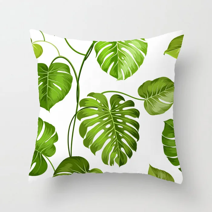 Pillow Cover Tropical Green Leaves Summer Palm Leaf Hawaii California Tree Jungle Decor Lumbar Pillow Case Cushion for Sofa