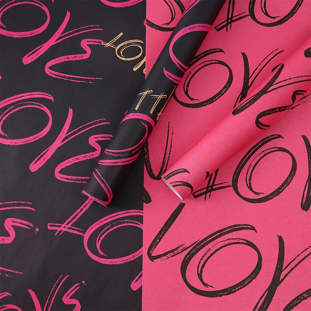 LOVE rose bouquet wrap paper packaging Valentines day gift florist thick fresh flower wrapping paper