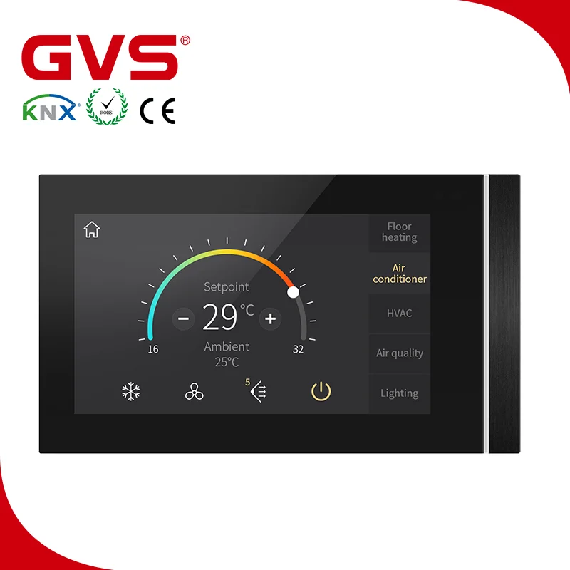 GVS K-Bus KNX Smart Control Home Automation System KNX WALTZ Touch+ Pad Touch Panel Metal Plastic Sliver Smart Home