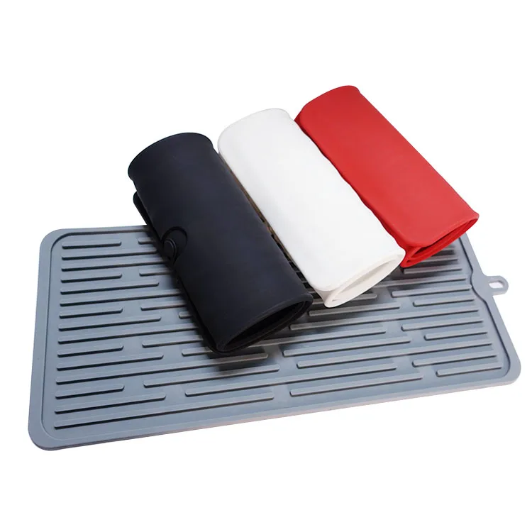 Wholesale Non-slip Silicone Dish Drying Mat Table Silicone Drying Mat