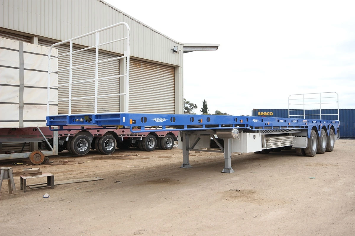 Export Australia Container Transport Flat Deck Semi Trailer 35 Tons 3 Axles Flatbed Truck Trailers With High Quality