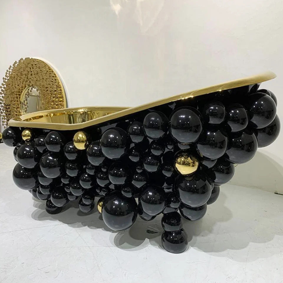 Postmodern Light Bubble Bathtub Wash Basin Set Stainless Steel Villa Luxury Guangdong Modern Freestanding 3 Years Drainer Center