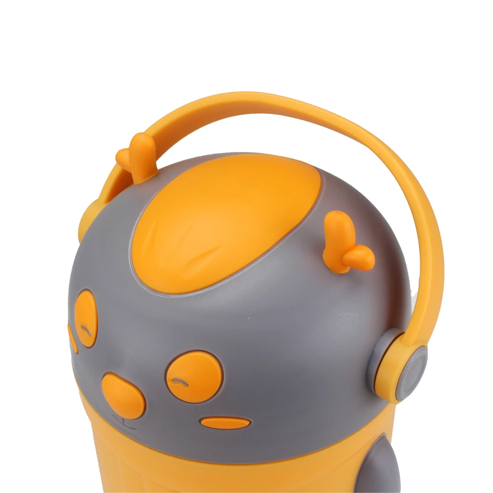 Children baby feeding cute handle portable insulated 304 metal stainless steel lunch box kids food jar with lids