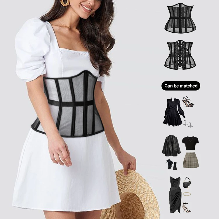 Lace Up Crop Top Korset Pelangsing Hourglass Shaping Waist Trimmer Shaper High Waist Slim Famale Corset Shaper For Women Fashion