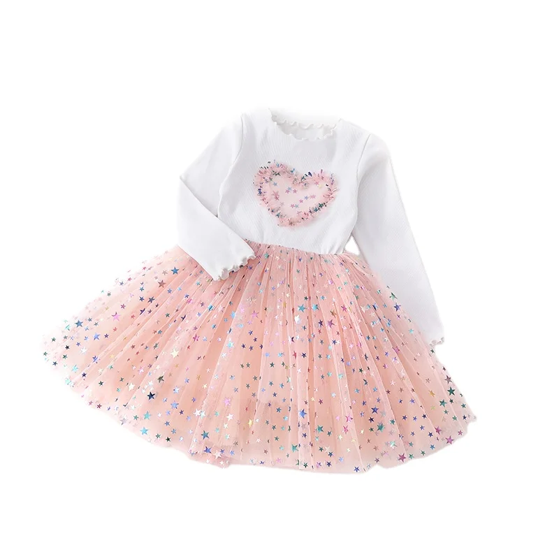 Fashion Beautiful Cute Long Sleeves Children Baby Kids Dress for Girls Autumn