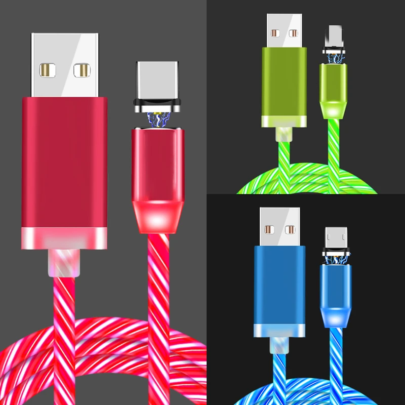 Магнитные usb-кабели для быстрой зарядки оптом светящиеся аксессуары телефонов кабель usb Светодиодный светящийся передачи данных iphone