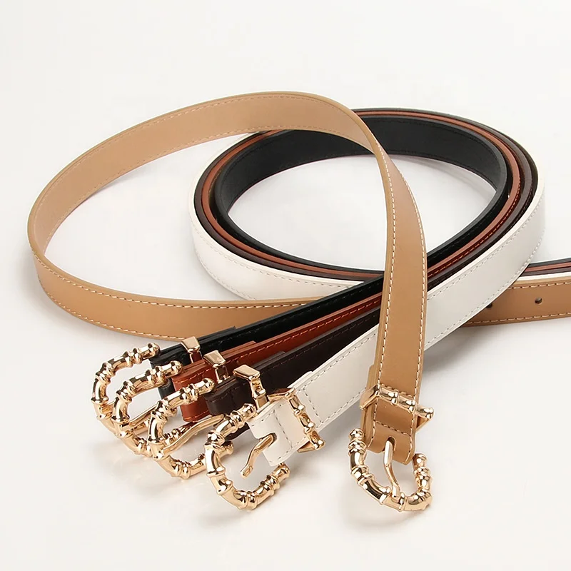 Gold Alloy Pin Buckle Belts for Women PU Leather Waist Belts Ladies Waistband for Jeans