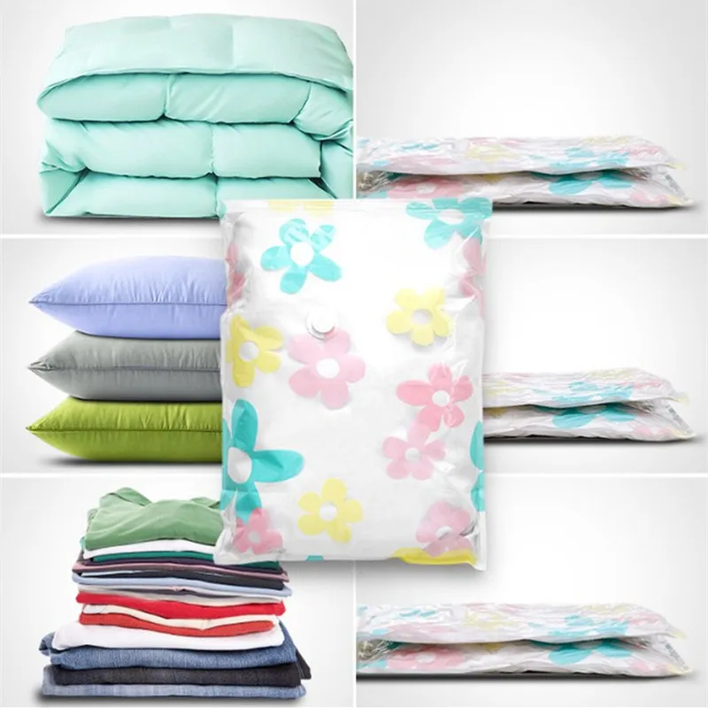 Magic Brand Printed Sunflower Compression Bag For Clothes Cotton Quilt Space Saver Wholesale Vacuum Storage Bags With Pump