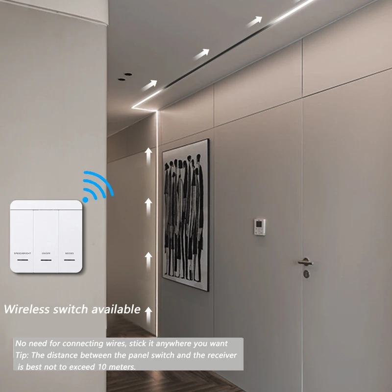 Chasing Flow Water Linear Light Remote Control Running Water Flowing LED Strip Light for Home House Decoration