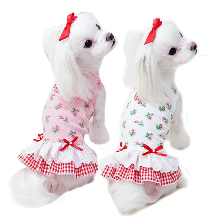 
Hot Selling Fashion Design Summer Striped Pet Dog Girl Dress Clothes for Wholesale Pets Clothes 
