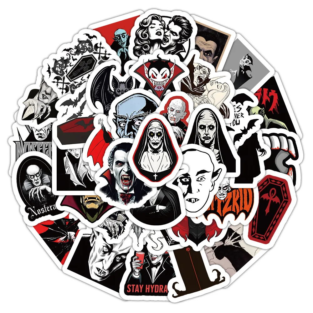50Pcs Gothic Vampire Cartoon Graffiti Stickers For Bottle Refrigerator Decor Draculas Nosferatu Sticker