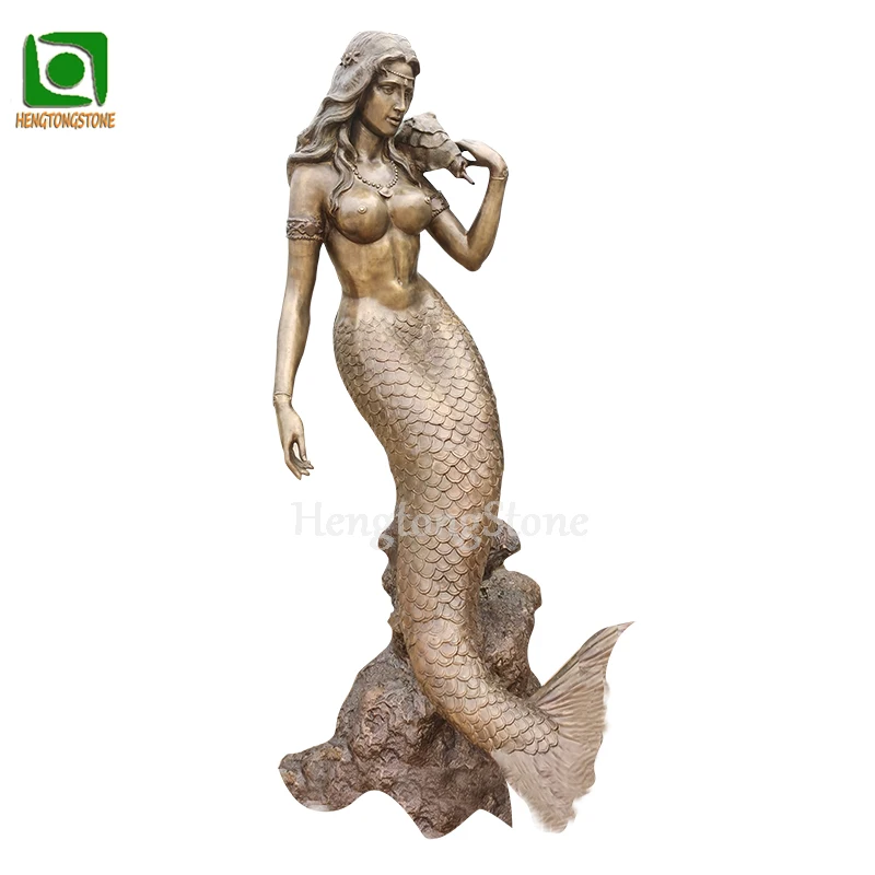 Garden Decoration Life-Size Casting Bronze Mermaid Statue