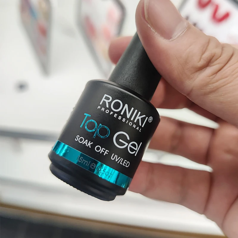 RONIKI 15ml uv led gel no wipe top coat rubber base coat matte base top gel