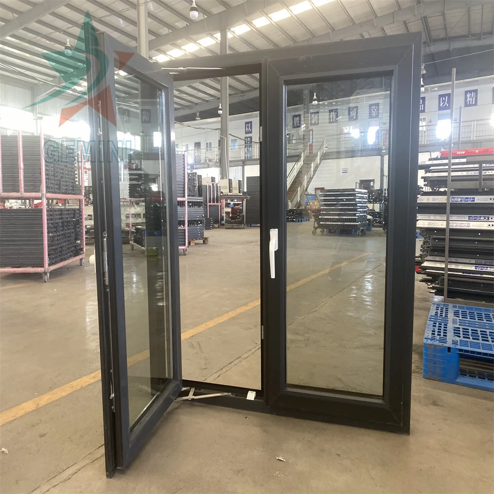 French Style Design Plastic UPVC Windows Double Glazed PVC Casement Window With Mosquito Net