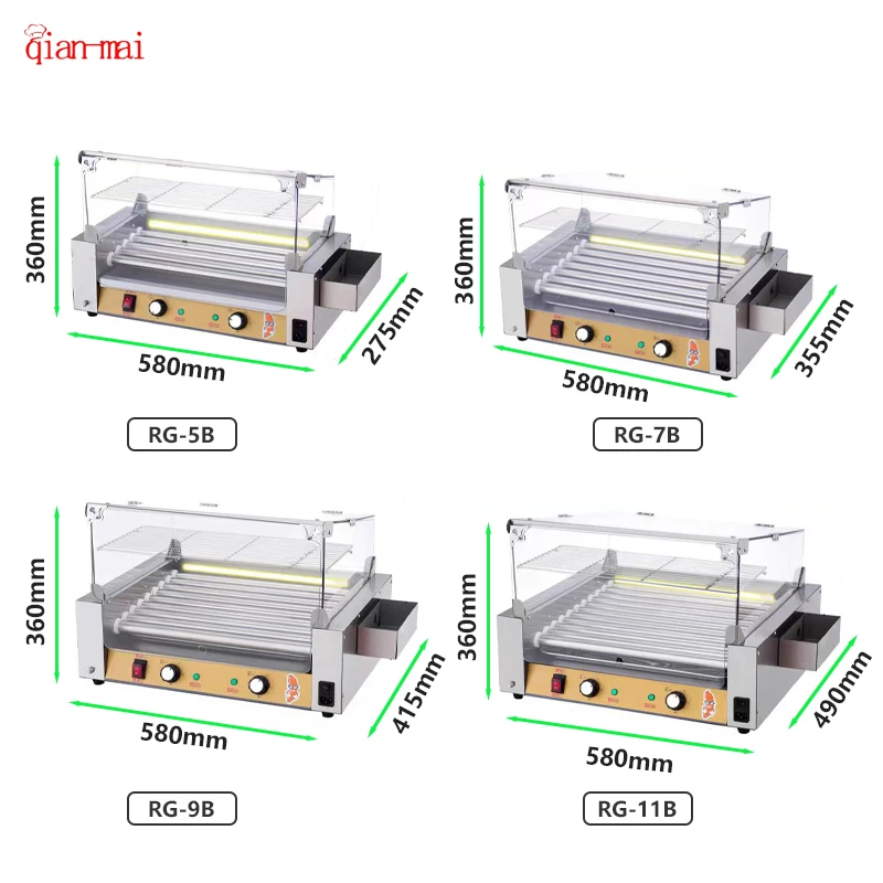 Roasted Sausage Roller Machine Five Roots Commercial Party Sausage Roller BBQ Camping Cooking Hot Dog Grill Machine