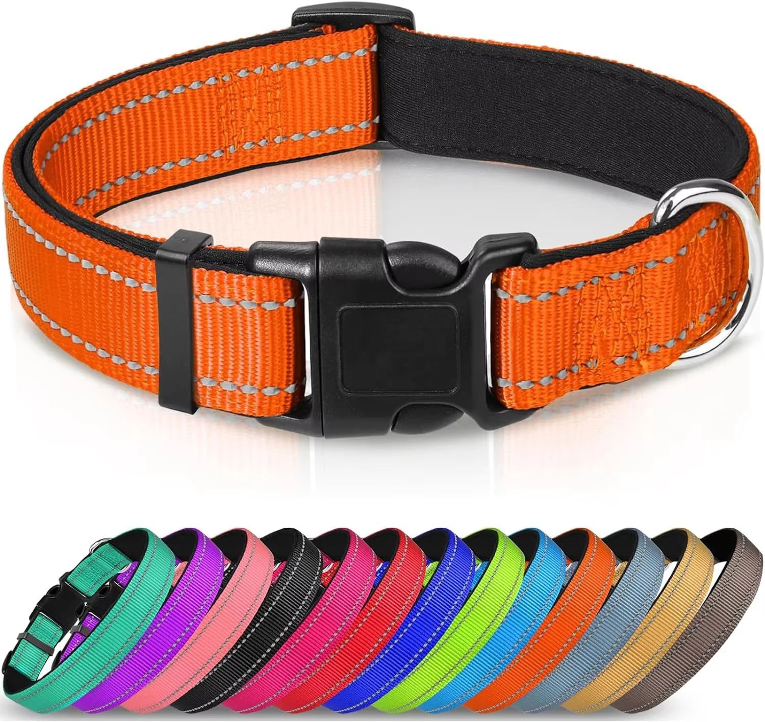 MEOW LOVE Adjustable Soft Night Reflective Nylon Webbing Rope Stripe Cat Dog Collar Pet Leash