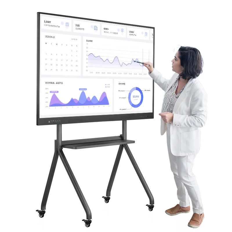 100inch Supplies School Office Whiteboard Interactive Smart Board Touch Screen Digital Boards Black Android White LED Anti Glass