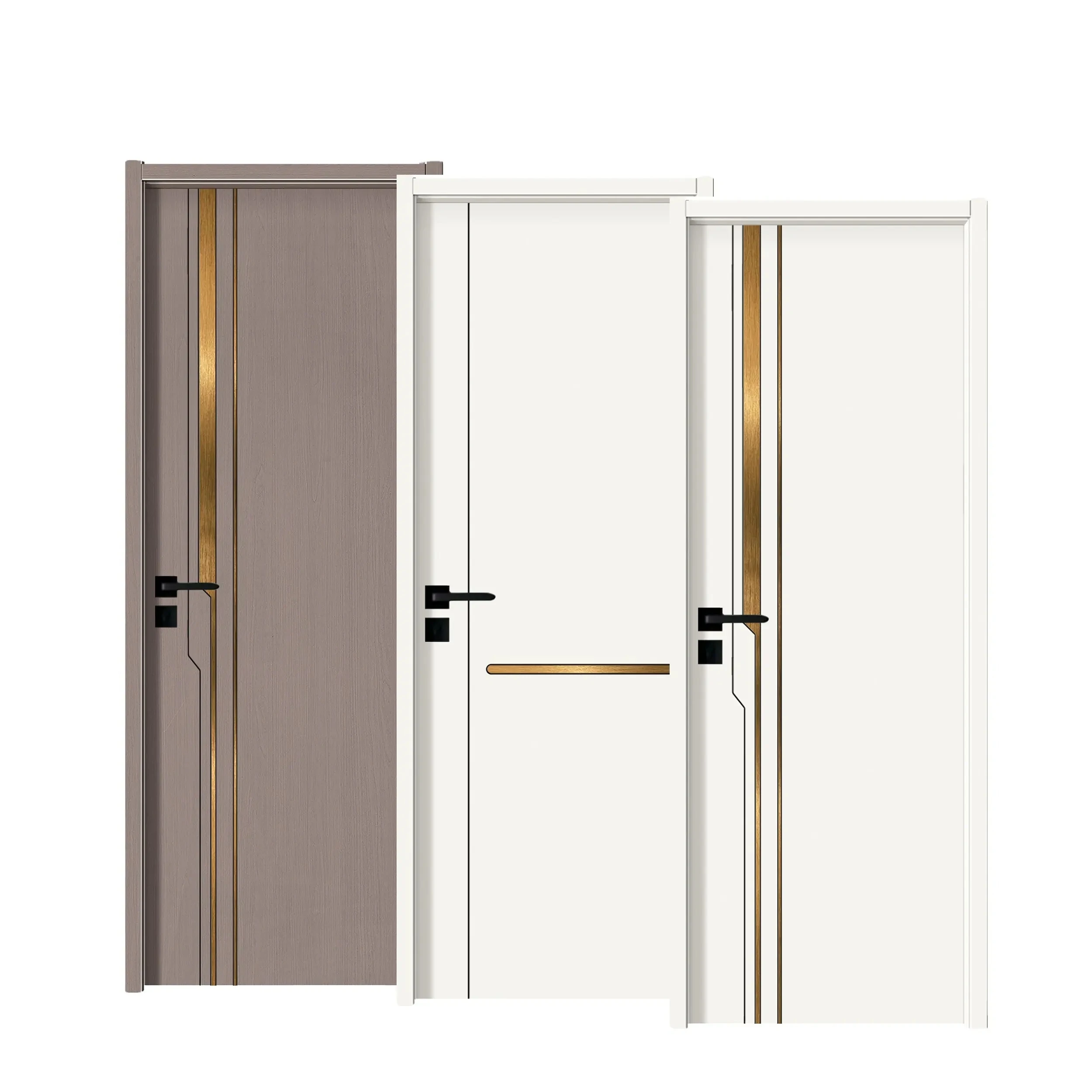 Latest New Design PVC Wooden Swing Wood Door Waterproof Frame and Accessories Handle Doors for Houses Interior