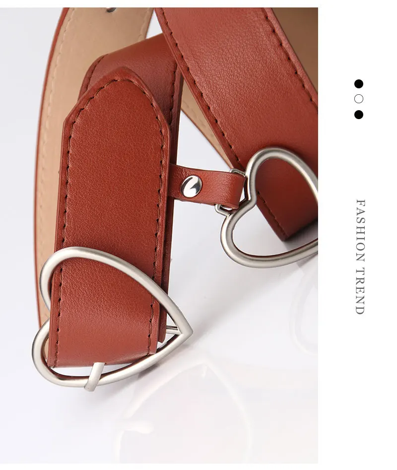 Wholesale New Design  PU leather Gold Buckle Women Fashion Heart Belt