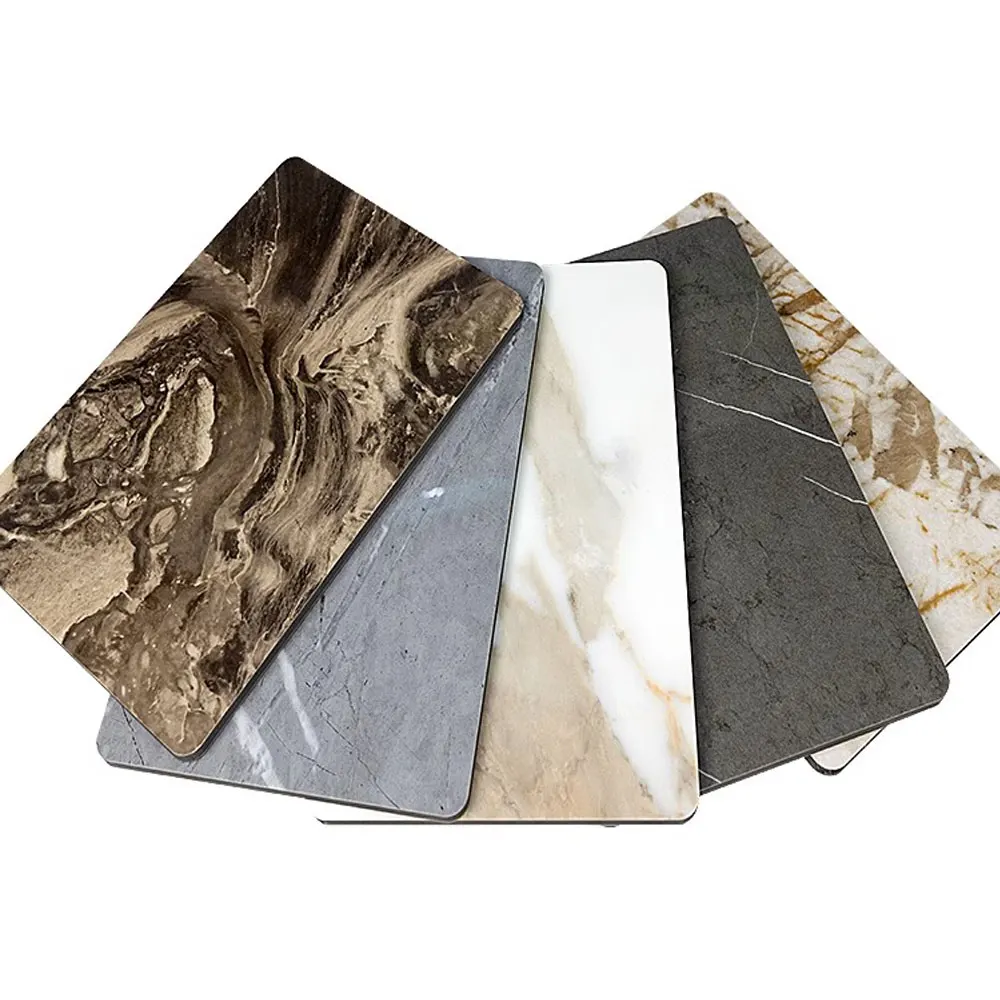 HL Interior Decoration  Bamboo Charcoal Wall Panel  Mirror surface Skin Feeling Marble Slab Integrated Decorative Wall board