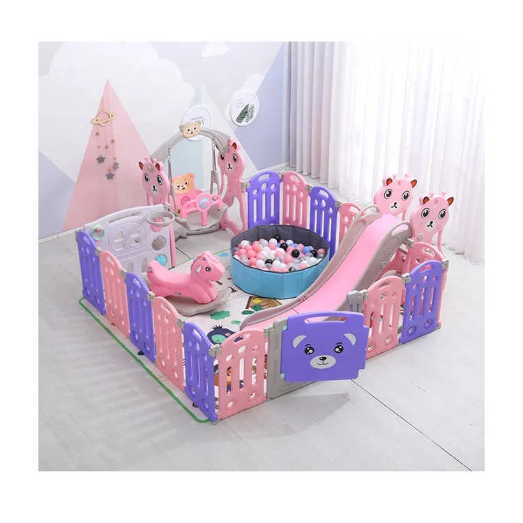 Good quality pink children play plastic fence fashionable baby playpen