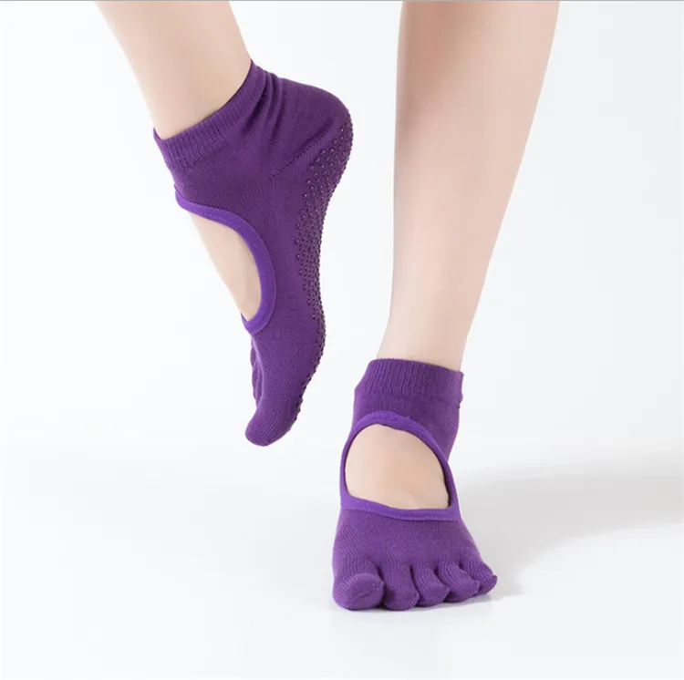Exercise Sports Pilates Massage Non-slip 5 Toe Yoga Socks For Women Ladies