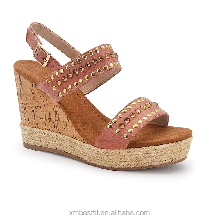 Summer cheap price high quality ladies rivet wedge sandals women high heels shoes ladies casual platform sandals