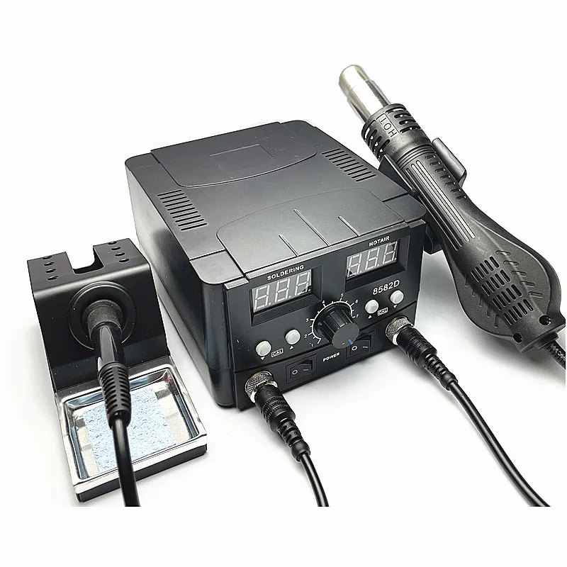 Благоприятная цена Высокое качество 60W 110/220V 2 в 1 мощный пистолет горячего воздуха паяльная станция 8582D сварочные