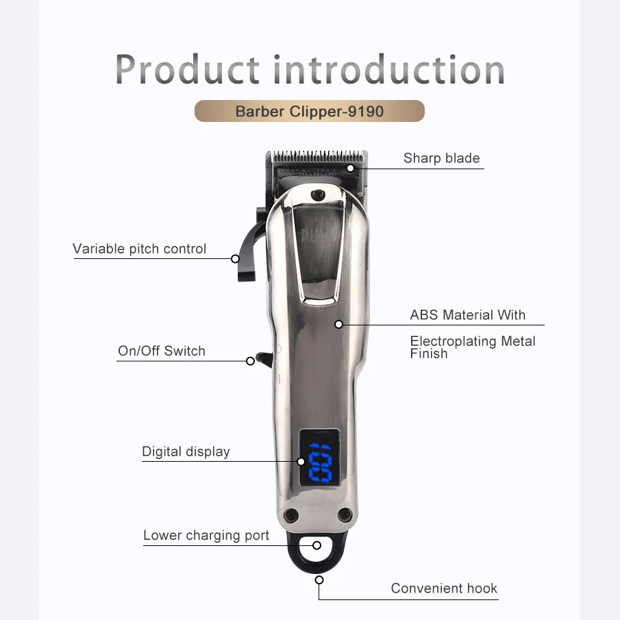 BES-9190A High Performance Quality Hair Shaving Barber Salon Clipper Trimmer Electric Professional