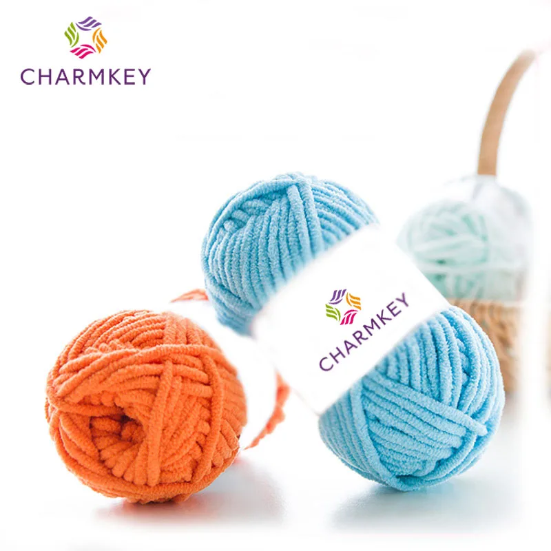 3.5mm Velvet Blanket Dyed Fancy Yarn Polyester Chenille Fluffy Hand Knitting Thick Bulky Chunky Chenille Crochet Yarn