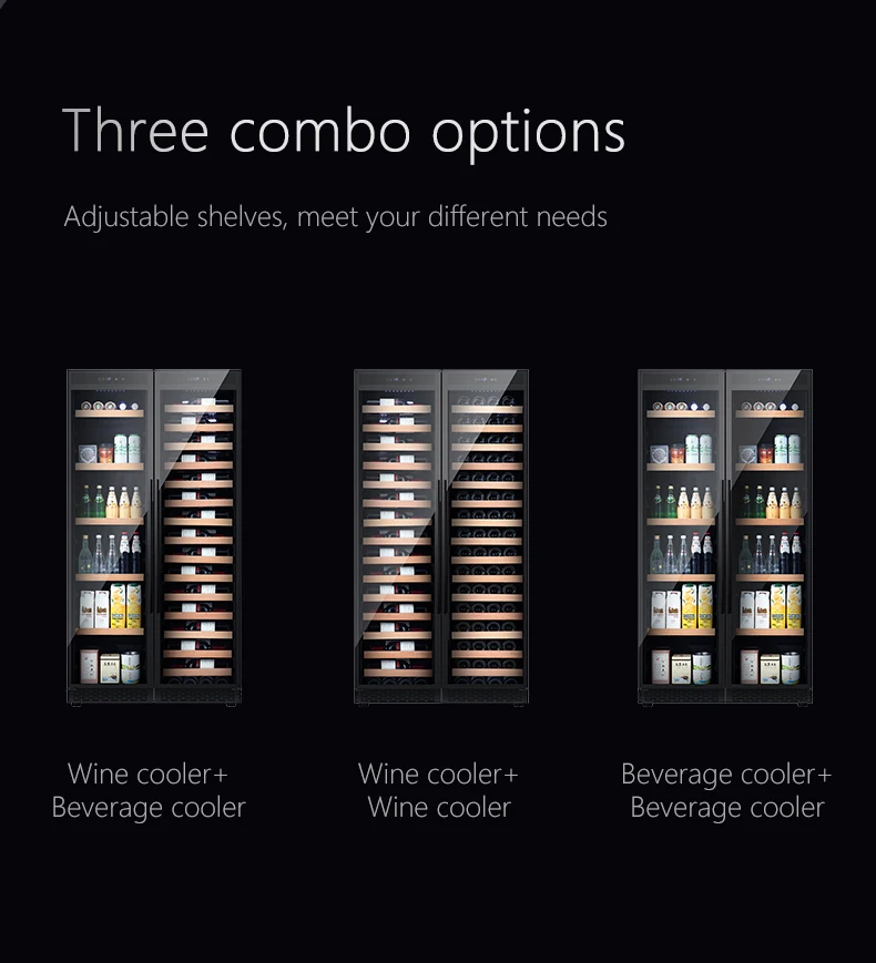 Hot selling compressor portable large wine and beverage cooler double door wine cooler refrigerator with light