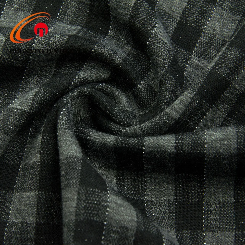 Fashion Textile  Polyester Lycra sliver line yarn dyed Jacquard  jersey knitted fabric for suit