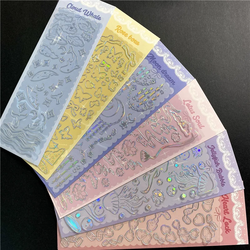 1Pc Korean Transparent Laser Silver Jellyfish Cute Butterfly Whale Stickers Kawaii Stationery DIY Diary Album Decorative Sticker