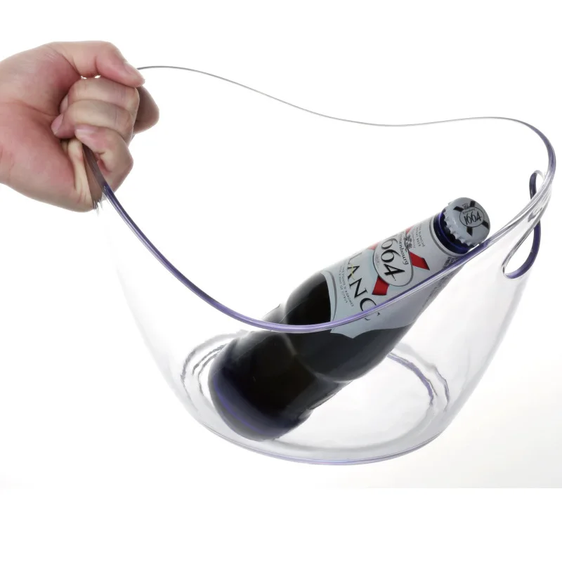 Plastic Transparent 4L trumpet Ingot Champagne bucket oval single foreign wine beer ice bucket ice grain bucket