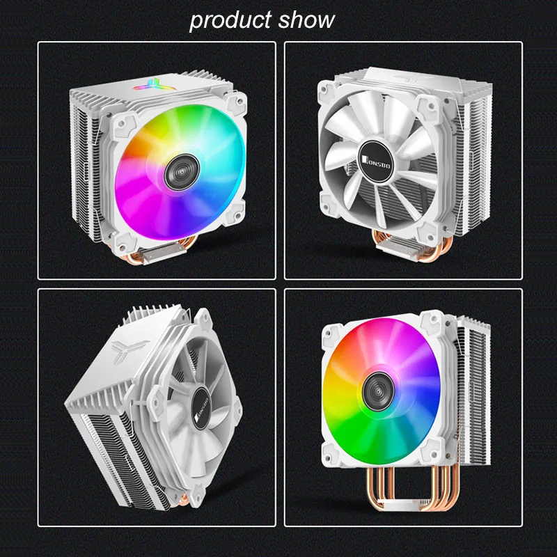 Intel 775 1155 1156 AMD CPU Cooler Jonsbo CR1000 4 Heatpipes 120mm LED RGB 4Pin PWM Cooling Fan