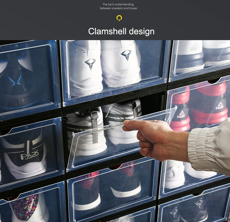 
Plastic Transparent PP Thickening Dustproof Detachable Folding Flap Shoe Storage Box 