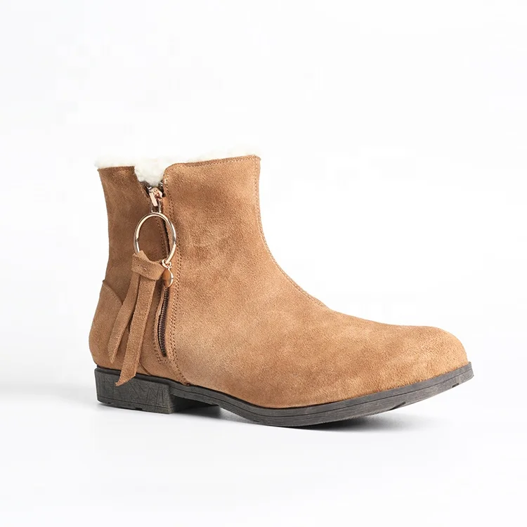 Top Grade Ankle Boots Zip Casual Suede Leather Boots for Women