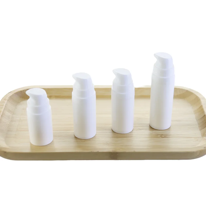 Small 5ml 10ml 15ml White Round Cosmetic Liquid Foundation Airless Vacuum Lotion Pump Plastic Lotion Bottle