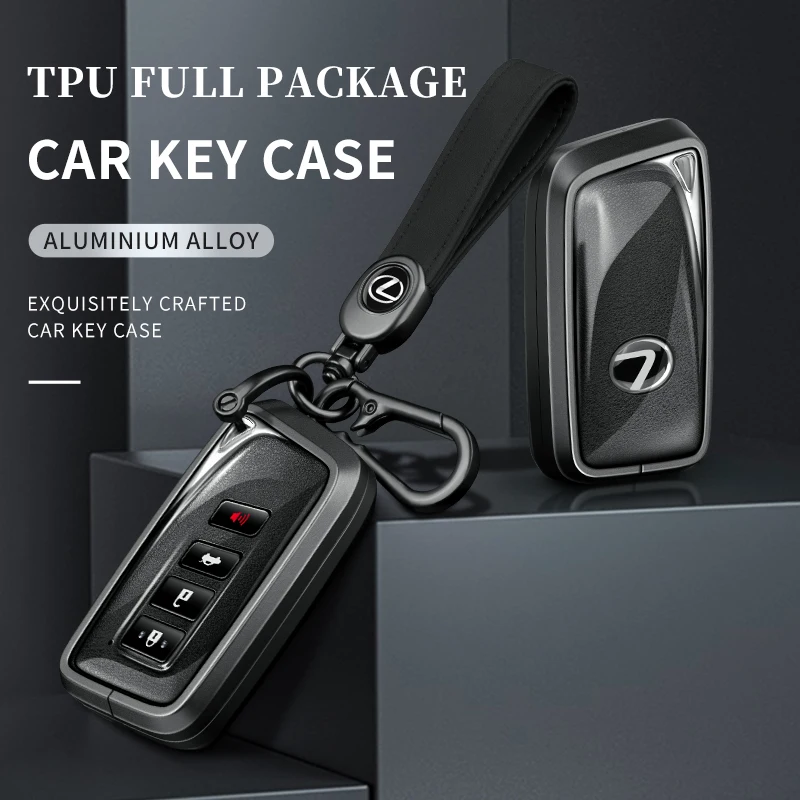 Aluminum alloy + TPU Key Shell Fob Cover,Premium Car Key Case for Lexus fit 2018-2021 ES350 LC500 LS500 UX200 GX460