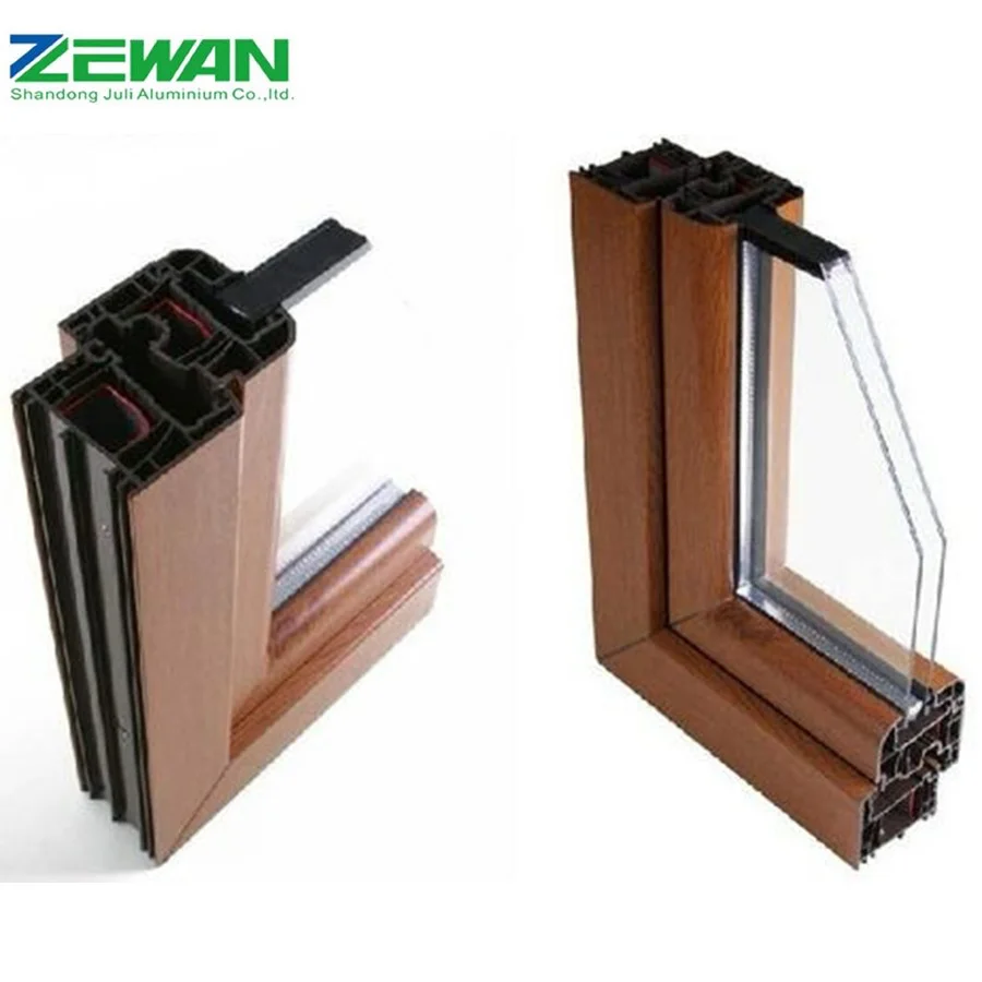 Manufacturer Custom Wooden Window Frames Designs Aluminium Door Frame Aluminum Extrusion Profile for  Folding Windows and Doors