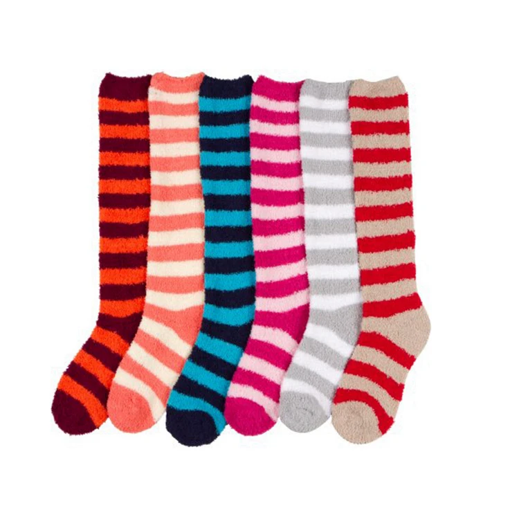 JL-A742 fuzzy knee high socks long fuzzy socks
