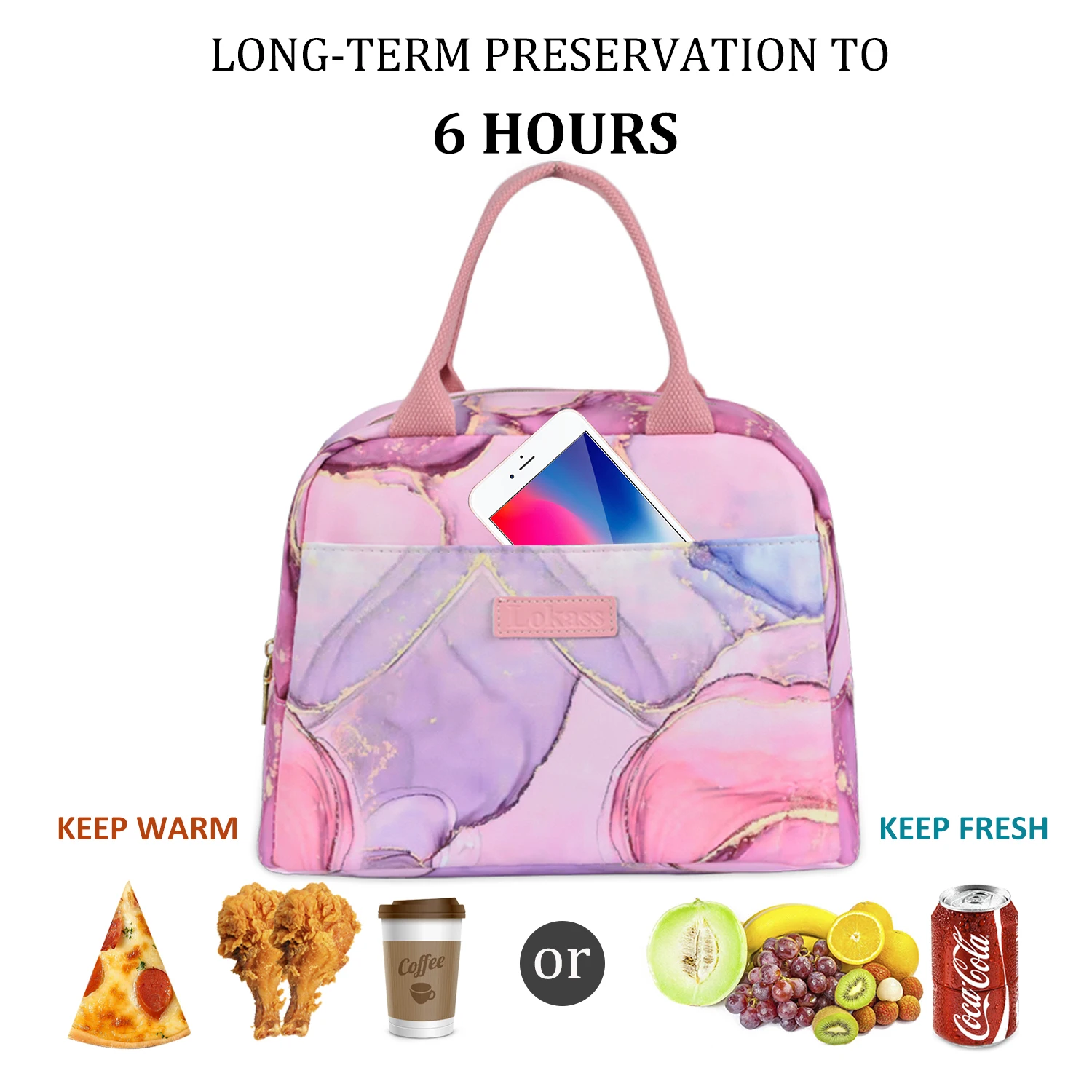 Fast Shipping In Stock Wide-Open Durable Nylon Thermal Lunch Carry Tote Bag Insulated Lunch Bag for women Work Picnic Hiking