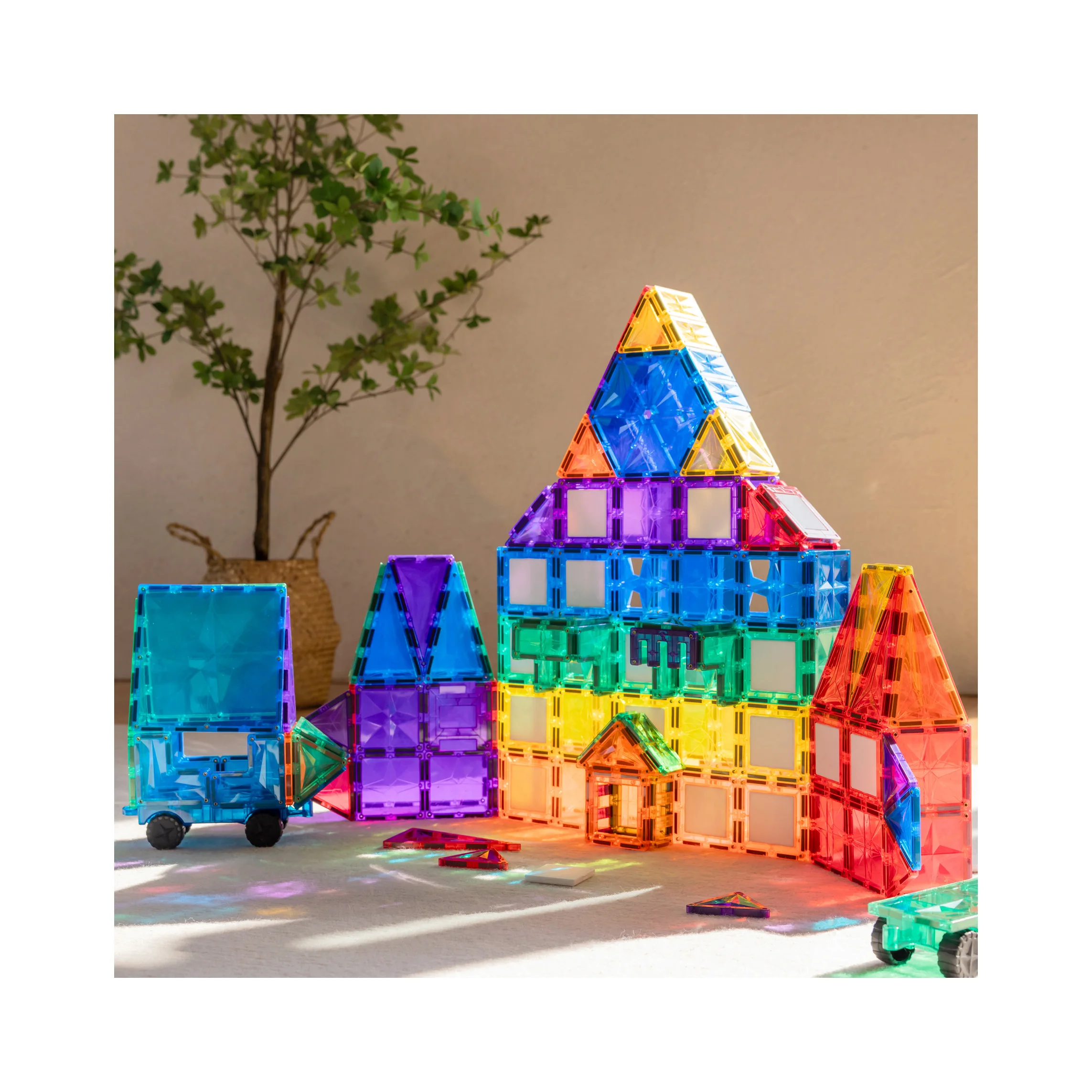 MNTL BPA free 108pcs castle magnetic tiles plastic magnet steam blocks kids educational montesori toys for kids