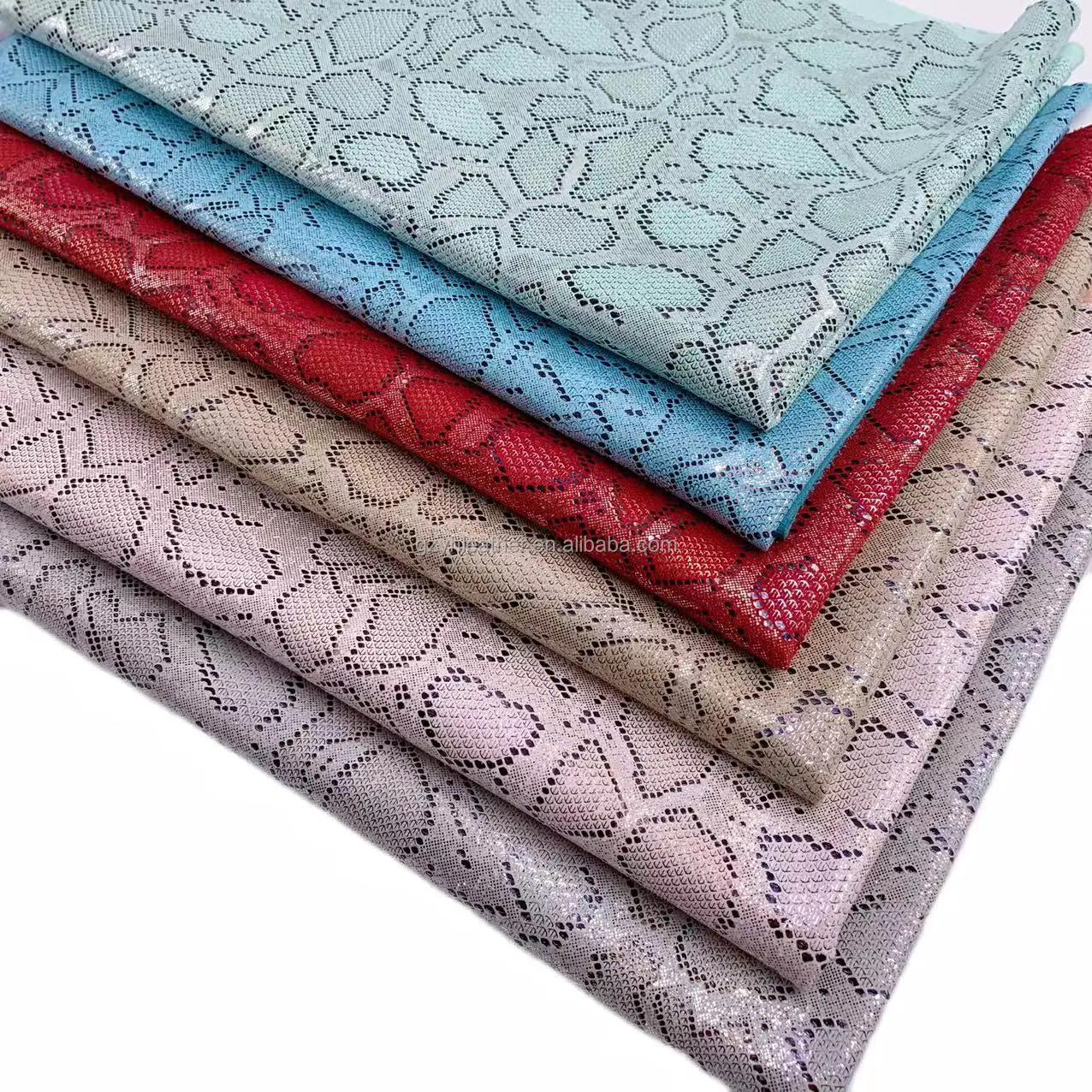 FA-386 shimmer animal snake pattern transfer foil print soft polyester velvet fabric for garment clothing shoes bags